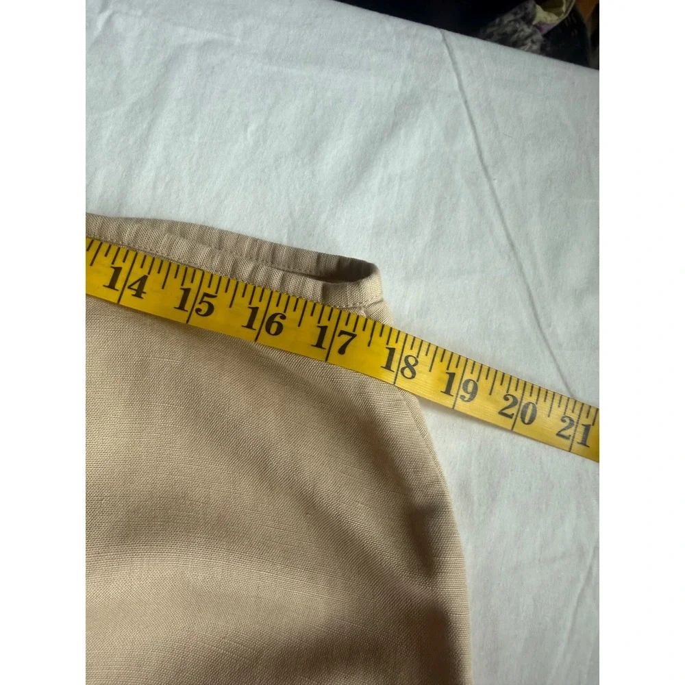 Emma James Tan Linen Blend Pleated Ruffle Hem Midi Skirt Womens 16 Khaki A-Line